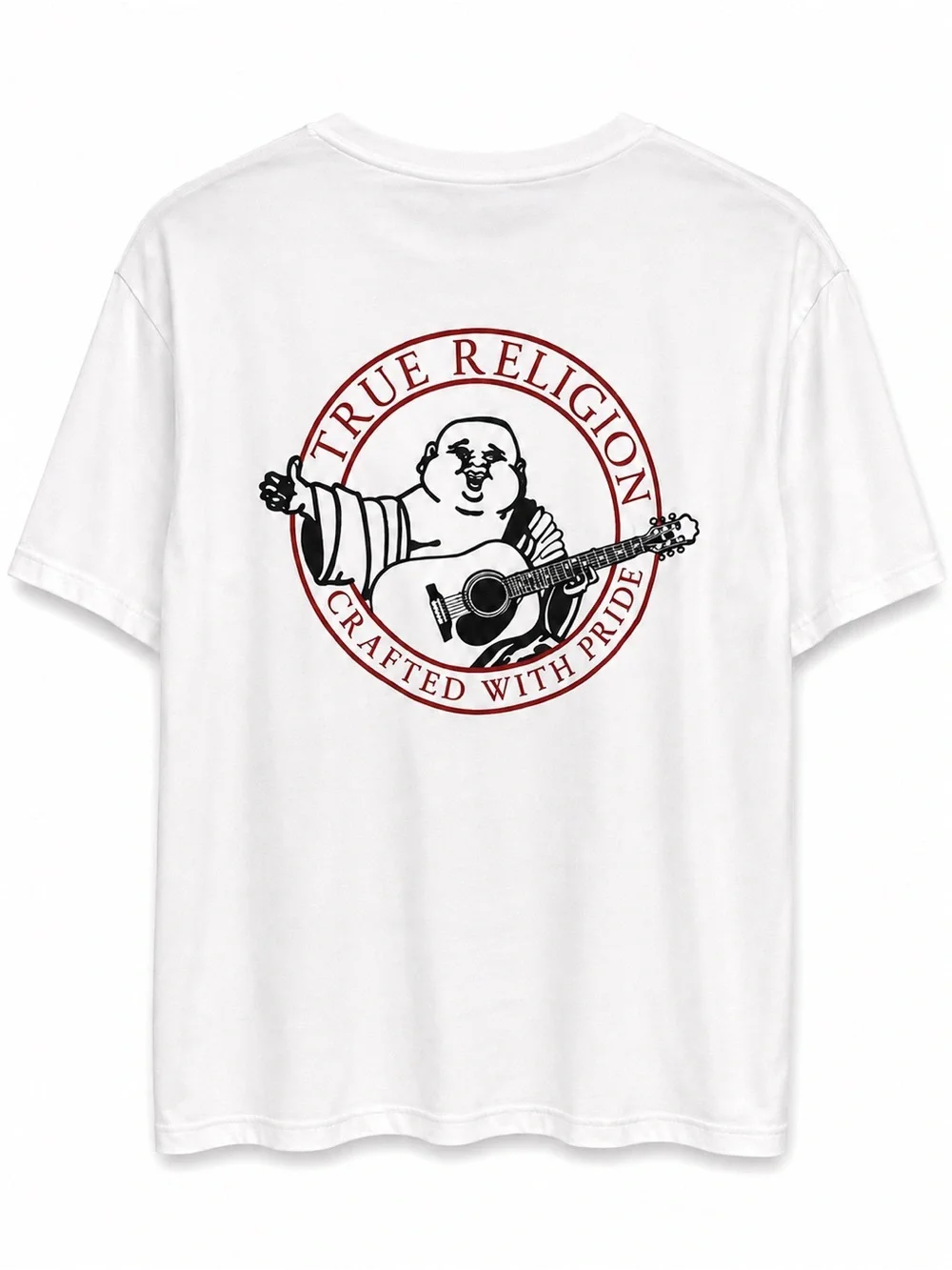 True Religion White Short Sleeve Tee with Black Horseshoe Logo XL